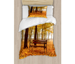 Misty Autumn Park Rustic Duvet Cover Set