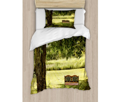 Wooden Bench at Park Duvet Cover Set