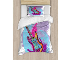 Hand Drawn Guitar Grunge Duvet Cover Set