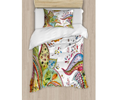 Leaves Flowers Hearts Duvet Cover Set