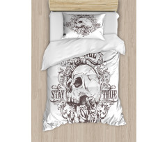 Skull Rose Grunge Duvet Cover Set