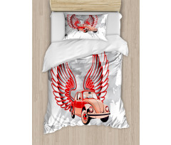 Vintage Car with Wings Duvet Cover Set