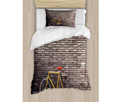 Retro Bicycle on Wall Duvet Cover Set