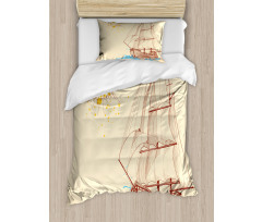 Boat in Windy Sea Sun Duvet Cover Set