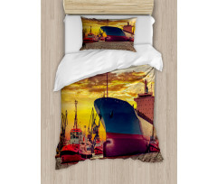 Big Ship at Sunset Duvet Cover Set