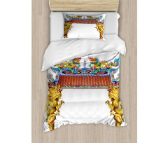 Eastern Building and Dragon Duvet Cover Set