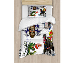 Manga Style Dragon Duvet Cover Set