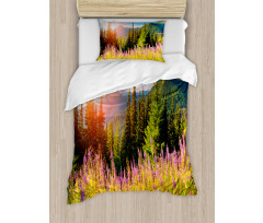 Spring Flowers Mountain Duvet Cover Set