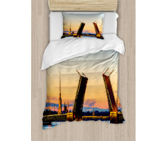 Bridge Seascape Sunset Duvet Cover Set