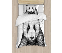 Baby Panda Bear Sketch Duvet Cover Set