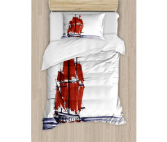 Saliling Ship on Sea Duvet Cover Set