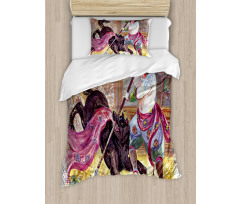 Brave Samurai and Wolf Duvet Cover Set