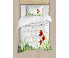 Red Poppies Dragonfly Duvet Cover Set