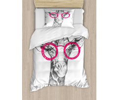 Hipster Animal Glasses Duvet Cover Set