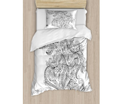 Floral Astrology Aquarius Duvet Cover Set