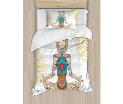 Meditating Girl Mandala Duvet Cover Set