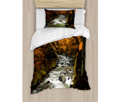 River with Rocks Forest Lush Duvet Cover Set