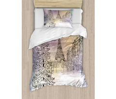 Winter Day at Paris Duvet Cover Set