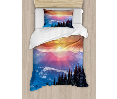 Sunset in Mountains Duvet Cover Set