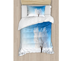 Snow Covered Alone Tree Duvet Cover Set