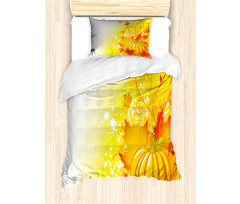 Pumpkin Fall Leaves Duvet Cover Set