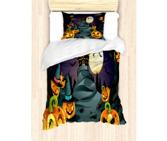 Horror Castle Pumpkin Duvet Cover Set