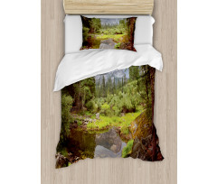 Spring Forest Mountain Duvet Cover Set