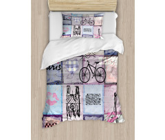 Eiffel Tower Love Letter Duvet Cover Set