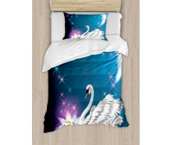 Magic Lily White Swan Duvet Cover Set