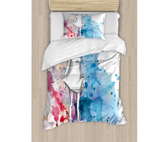 Fashion Lady with Hat Duvet Cover Set