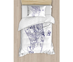 Young Girl with Tattoo Duvet Cover Set