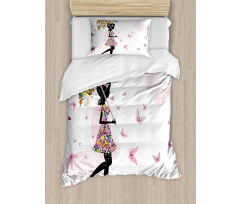 Floral Umbrella Dress Duvet Cover Set