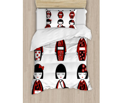 Geisha Dolls Folkloric Duvet Cover Set