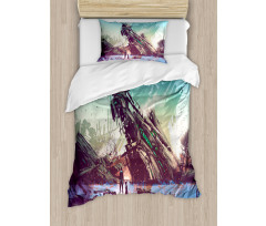 Crashed Spaceship Art Duvet Cover Set