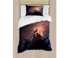 Howling Wolf on Rock Duvet Cover Set