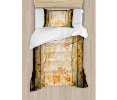 Map on Grunge Timber Duvet Cover Set