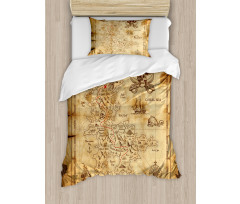 Old Paper Treasure Map Duvet Cover Set