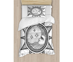 Moon with Stars in Sun Duvet Cover Set