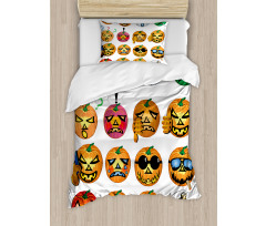 Pumpkin Emoji Duvet Cover Set