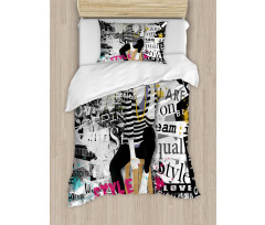 Fashion Girl Grunge Duvet Cover Set