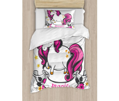 Unicorn with Pink Hair Duvet Cover Set