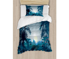 Tiger in Hazy Rainforest Duvet Cover Set