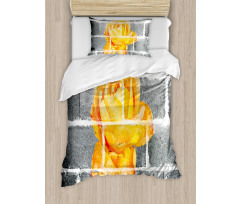 Warm Rose Brick Wall Duvet Cover Set