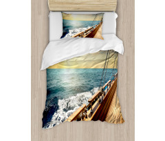 Sailboat Sunset Sea Duvet Cover Set