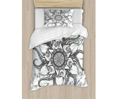 Drawn Mandala Flower Duvet Cover Set