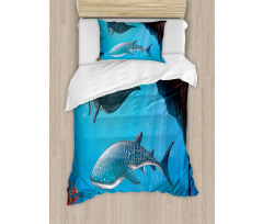 Swimming Shark Ocean Duvet Cover Set