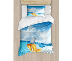 Goldfish with Shark Fin Duvet Cover Set