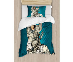 Astronaut Love in Space Duvet Cover Set