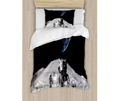 Moon Outer Space Duvet Cover Set