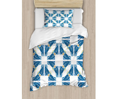 Moroccan Blue Leaves Duvet Cover Set